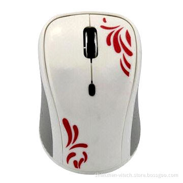 White with Red 2.4GHz USB Optical 4D Wireless Mouse